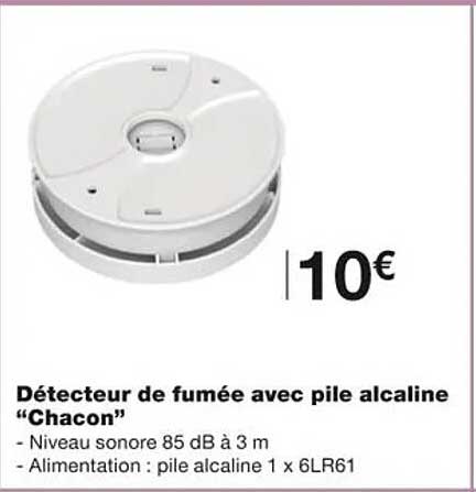 détecteur de fumée avec pile alcaline "chacon"