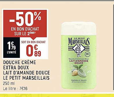 doucher crème extra doux lait d'amande douce le petit marseillais