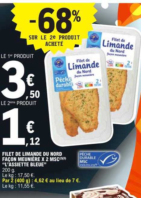 filet de limande du nord façon meunière x 2 msc "l'assiette bleue"
