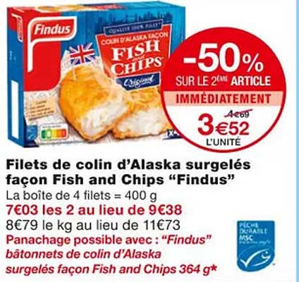 filets de colin d'alaska surgelés façon fish and chips "findus"