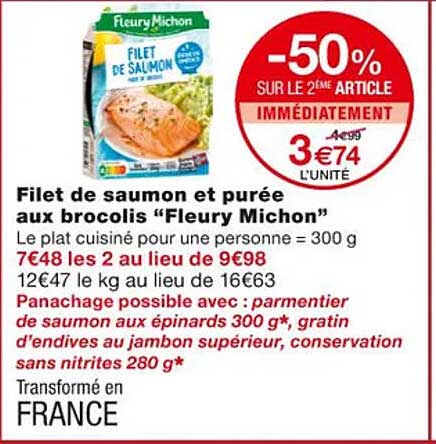 Filets De Saumon Et Purée Aux Brocolis "fleury Michon"