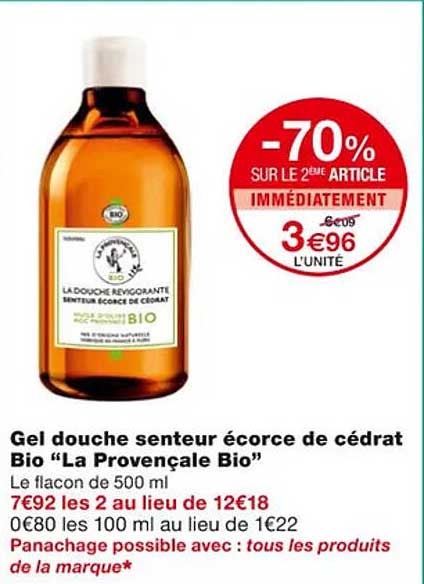 Gel Douche Senteur écorce De Cédrat Bio "la Provençale Bio"