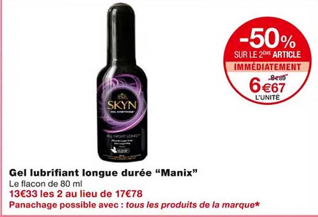 gel lubrifiant longue durée "manix"