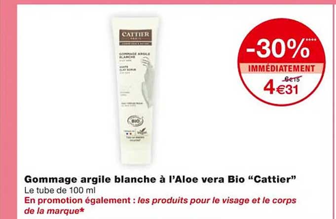 Gommage Argile Blanche à L'aloe Vera Bio "cattier"