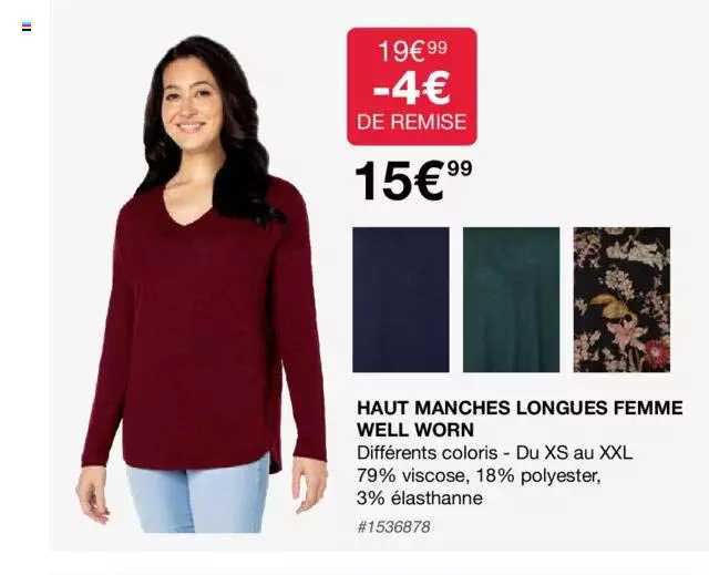 haut manches longues femme well worn