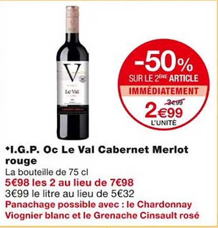 i.g.p. oc le val cabernet merlot rouge