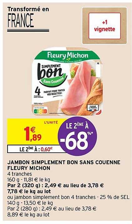jambon simplement bon sans couenne fleury michon