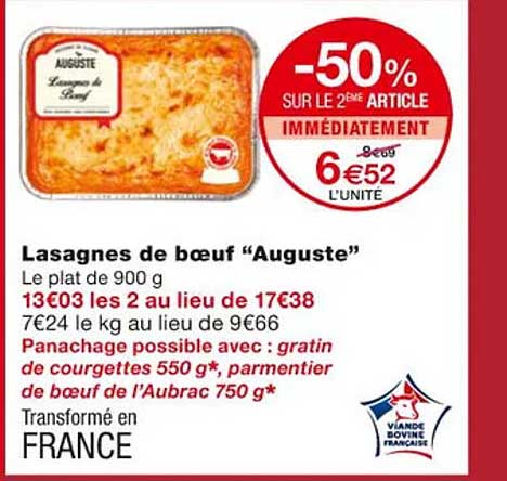 lasagnes de boeuf "auguste"