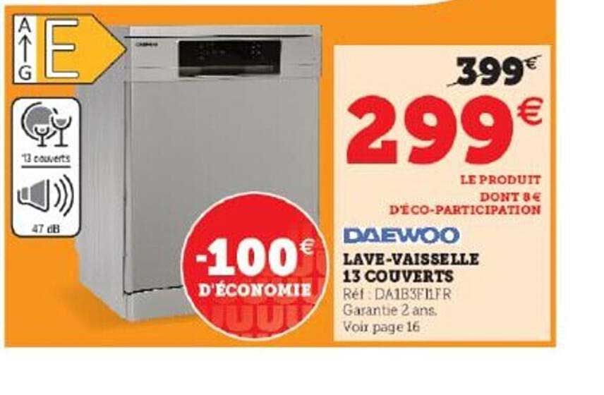 lave-vaisselle 13 couverts daewoo