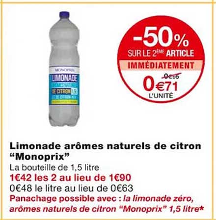 limonade arômes naturels de citron "monoprix"
