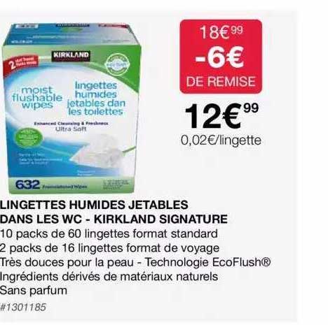 lingettes humides jetables dans les wc - kirkland signature