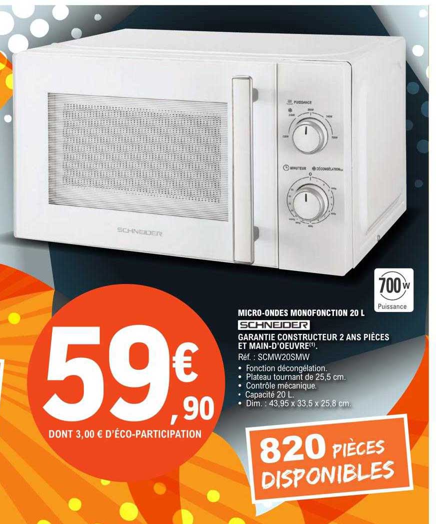 micro-ondes monofonction 20l schneider