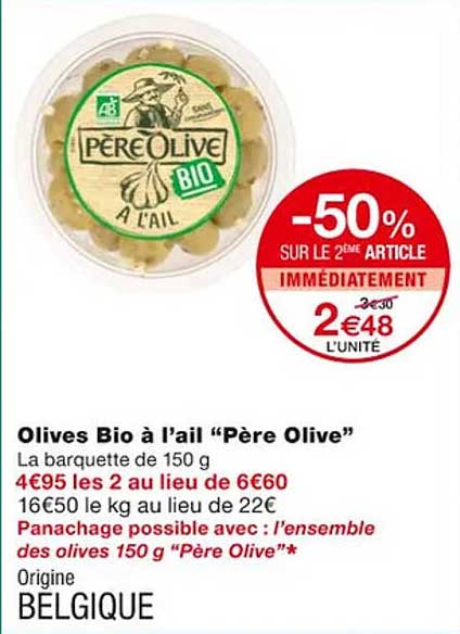 olives bio à l'ail "père olive"