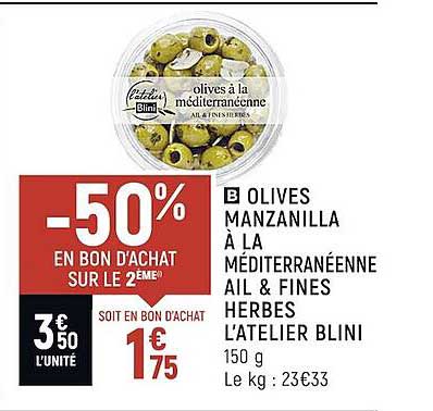 olives manzanilla à la méditerranéenne ail & fines herbes l'atelier blini