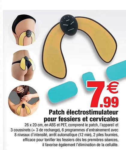 patch électro stimulateur pour fessiers et cervicales