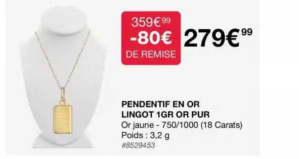 pendentif en or lingot 1 gr or pur