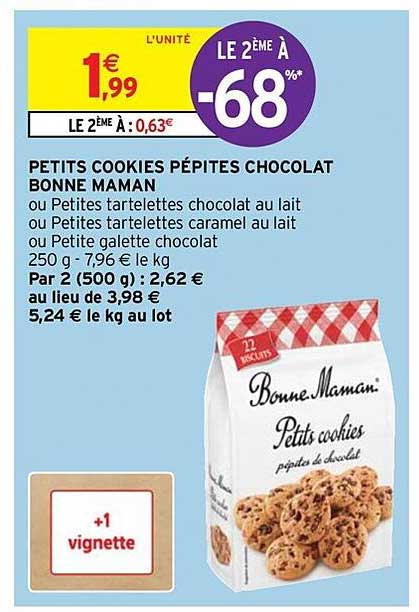 petits cookies pépites chocolat bonne maman