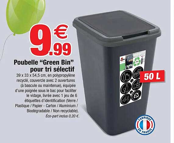 poubelle "green bin" pour tri sélectif