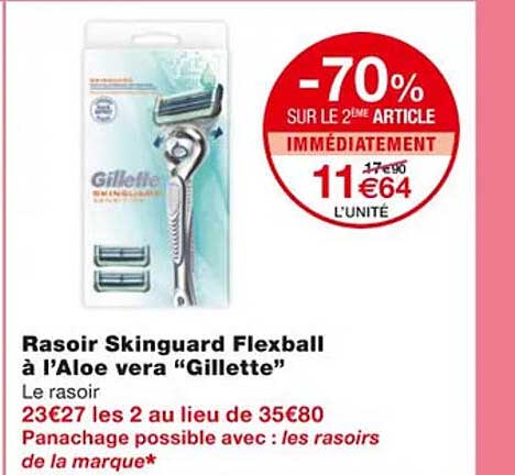 rasoir skinguard flexball à l'aloe vera "gillette"