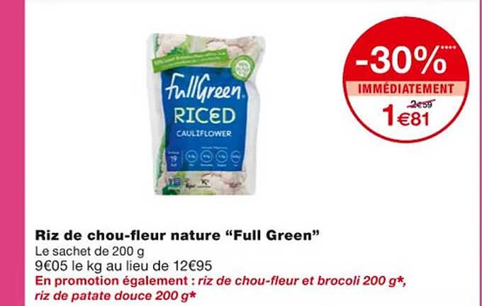 riz de chou-fleur nature "full green"
