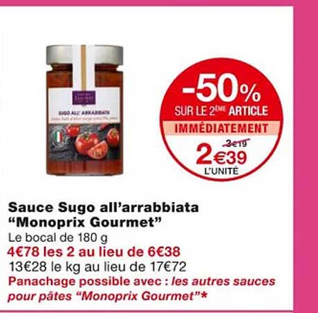 sauce sugo all'arrabbiata "monoprix gourmet"