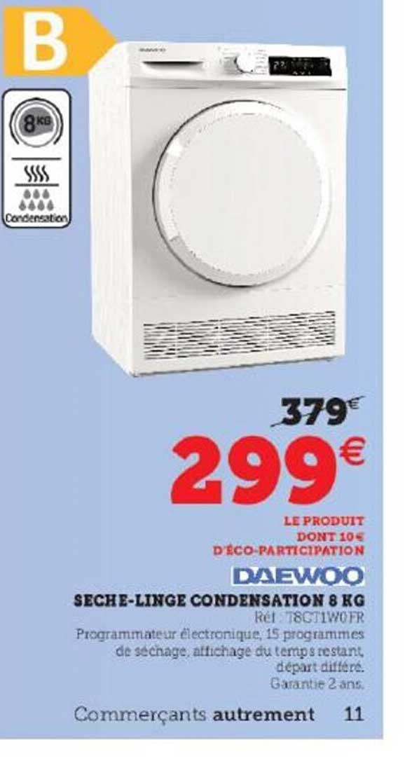 sèche-linge condensation 8 kg daewoo