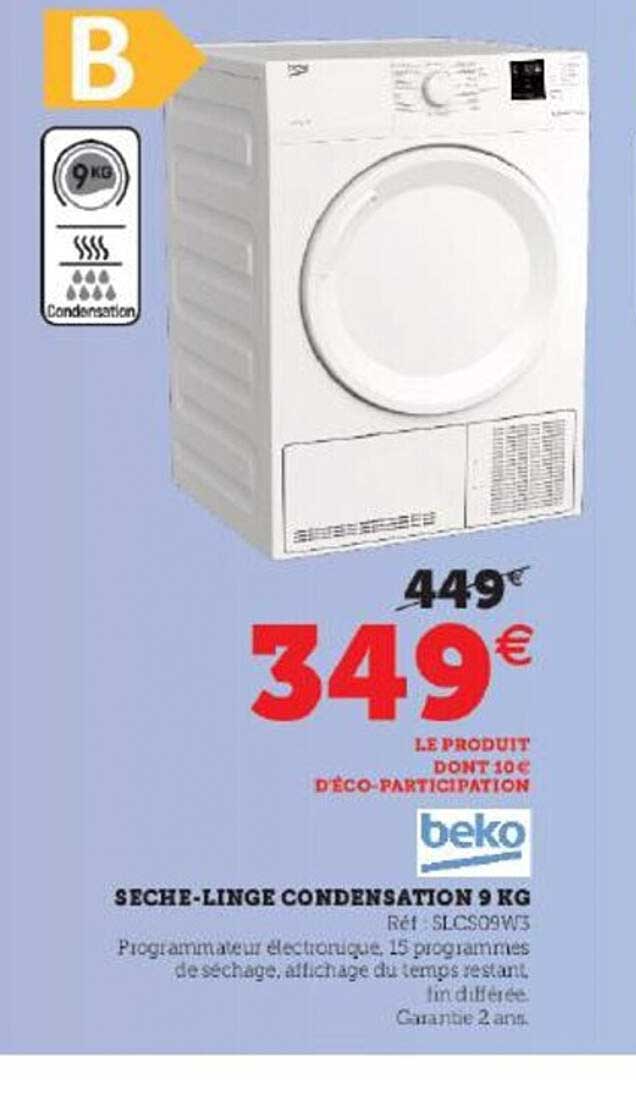 sèche-linge condensation 9 kg beko