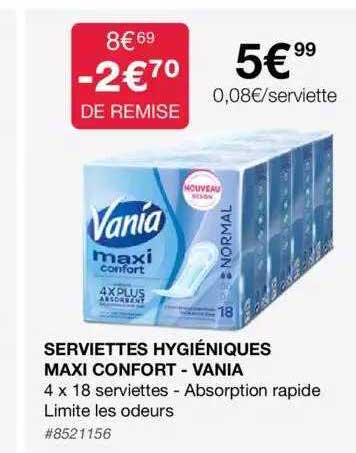 serviettes hygiéniques maxi confort - vania