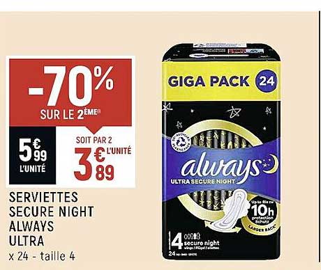 serviettes secure night always ultra