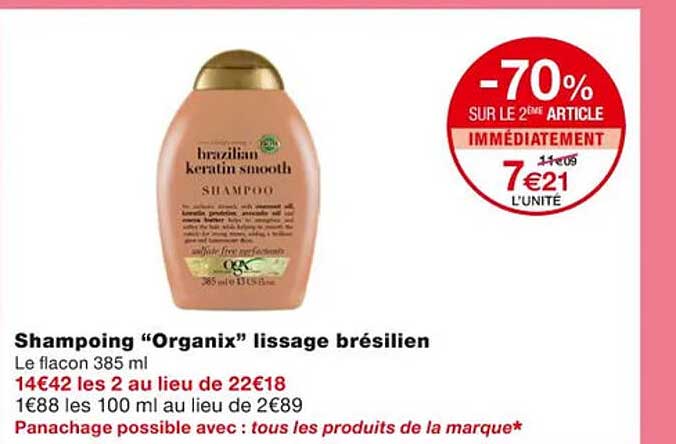 shampoing "organix" lissage brésilien