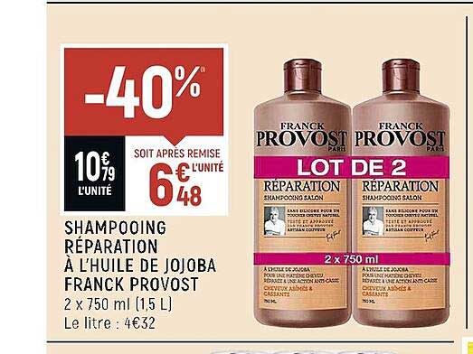 shampooing réparation à l'huile de jojoba franck provost