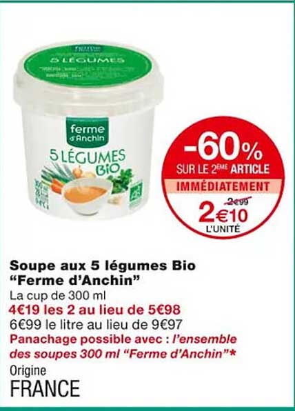 soupe aux 5 légumes bio "ferme d'anchin"