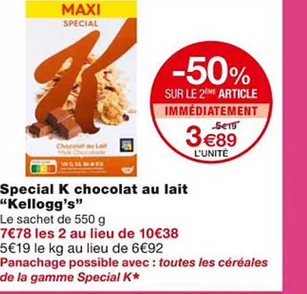 Spécial K Chocolat Au Lait "kellogg's"