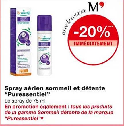 spray aérien sommeil et détente "puressentiel"