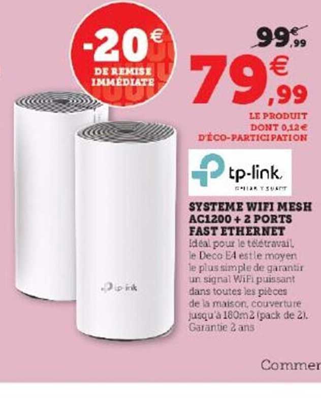 système wifi mesh ac1200 + 2 ports fast et ethernet tp-link