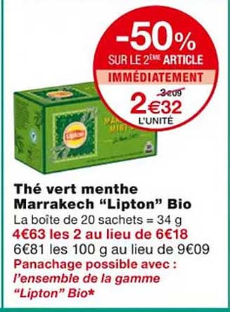 Thé Vert Menthe Marrakech "lipton" Bio