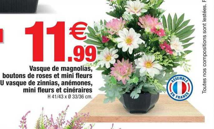 Vasque De Magnolias, Boutons De Roses Et Mini Fleurs Ou Vasque De Zinnias, Anémones, Mini Fleurs Et Cinéraires