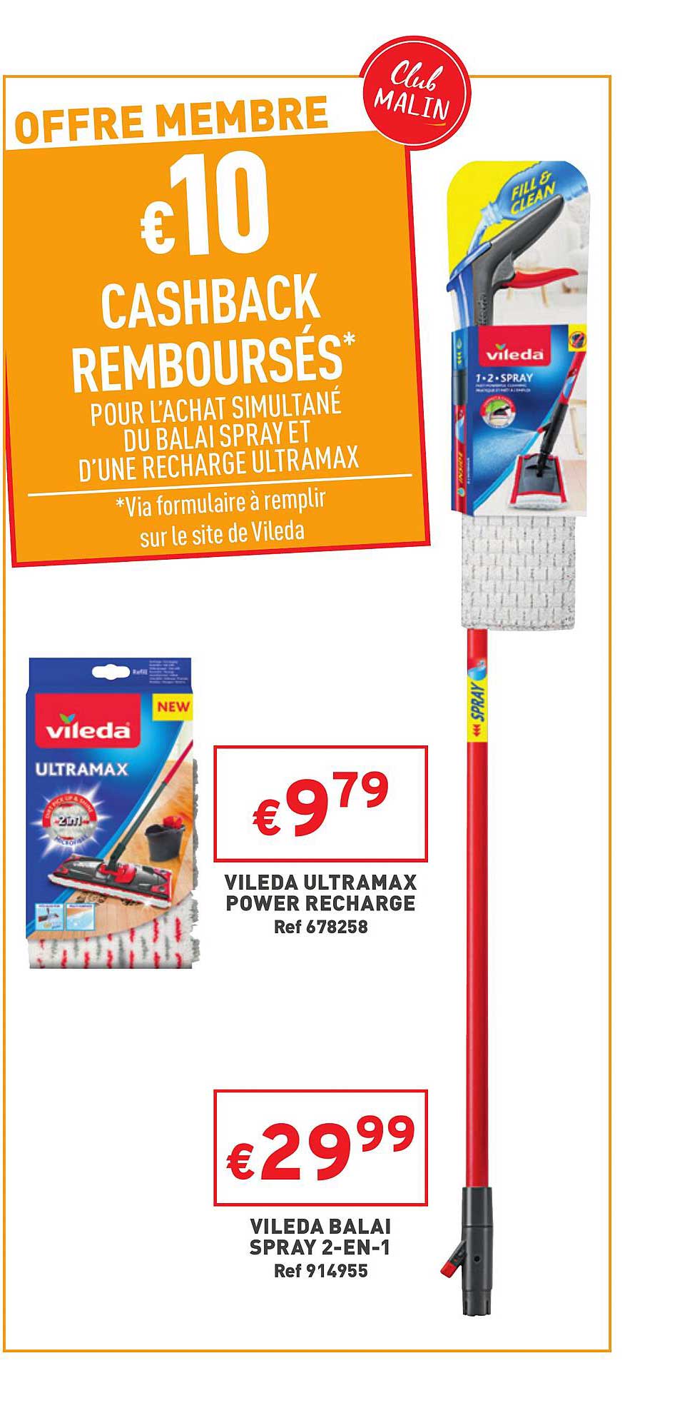 Vileda Ultramax Power Recharge, Vileda Balai Spray 2-en-1