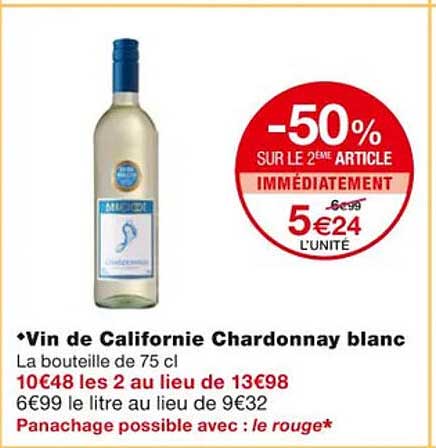 Vin De Californie Chardonnay Blanc