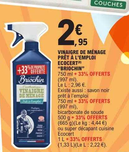 vinaigre de ménage prêt à l'emploi Ecocert "briochin"