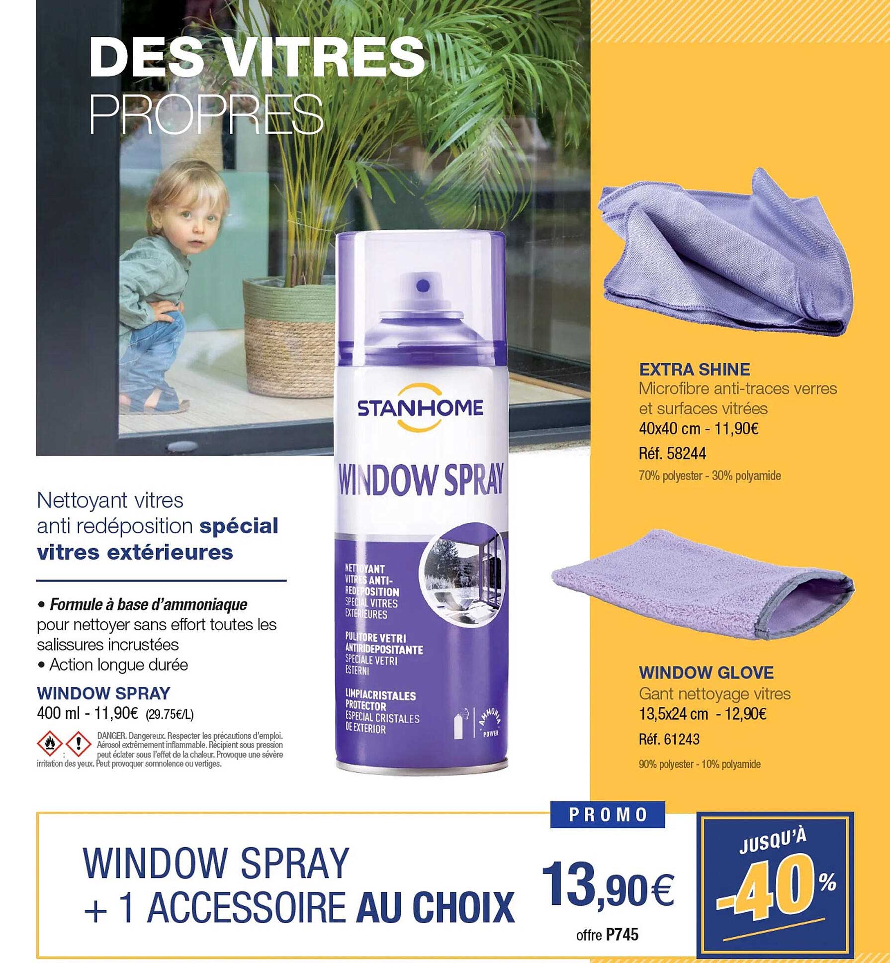 window spray stanhome, extra shine, window glove
