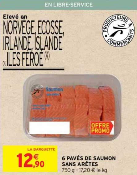 6 pavés de saumon sans arêtes