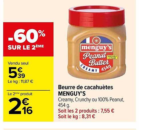 beurre de cacahuètes menguy's