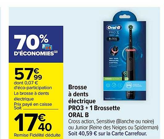 brosse à dents électrique pro3 + 1 brossette oral b