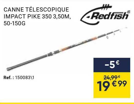 canne télescopique impact pike 350 3,50m, 50 - 150 g redfish