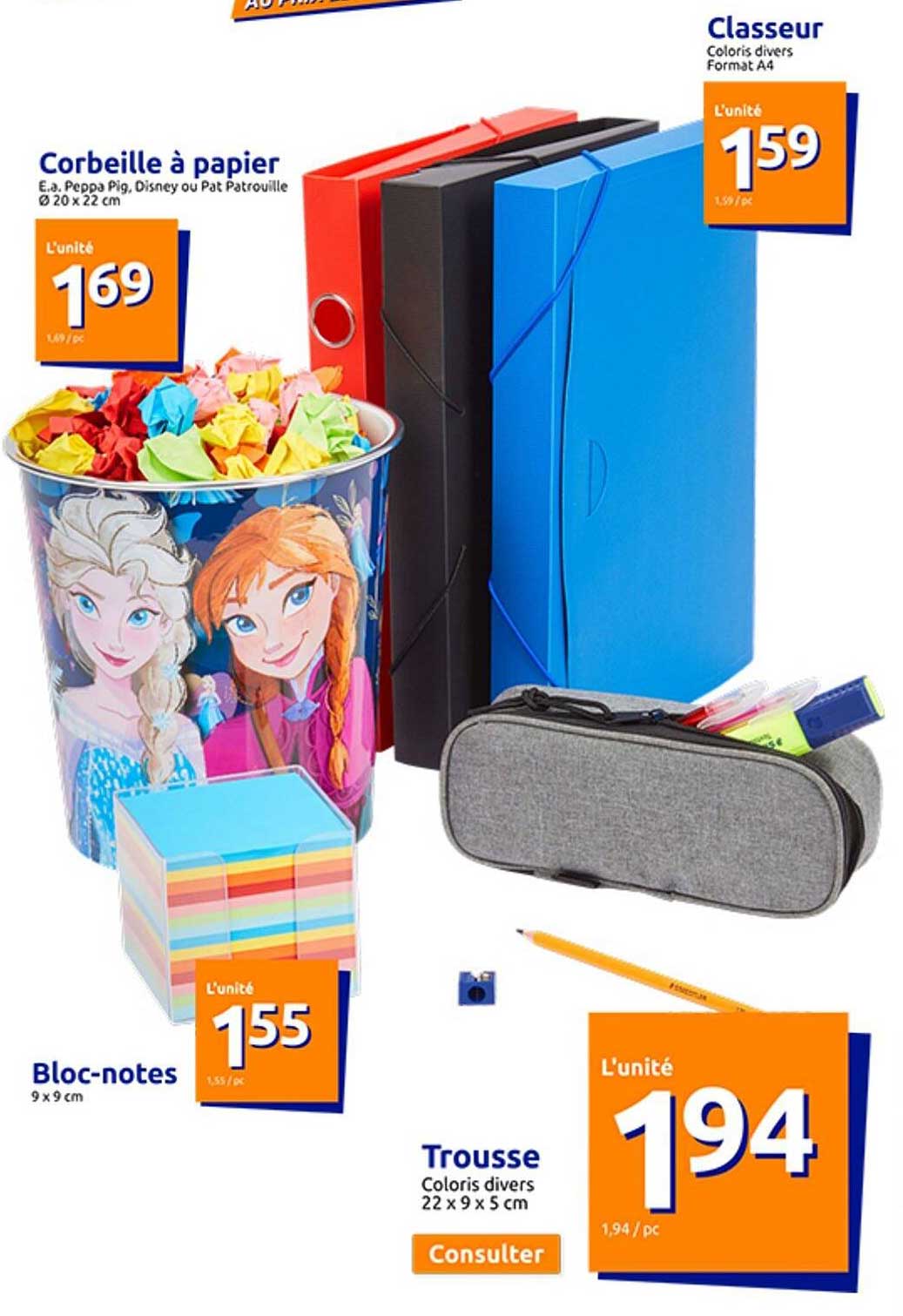 Corbeille à Papier, Classeur, Bloc-notes, Trousse