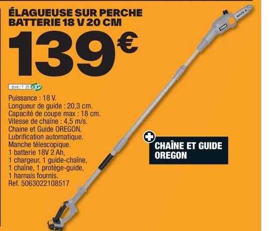 élagueuse Sur Perche Batterie 18 V 20 Cm Titan