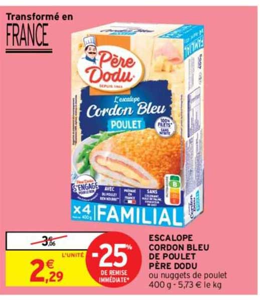 escalope cordon bleu de poulet père dodu
