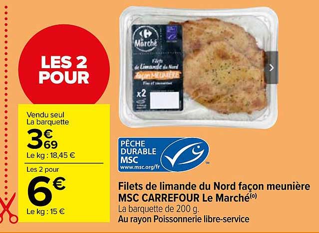 filets de limande du nord façon meunière msc carrefour le marché