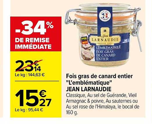fois gras de canard entier "l'emblématique" jean larnaudie